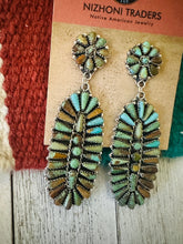 Load image into Gallery viewer, *AUTHENTIC* Navajo Turquoise &amp; Sterling Silver Cluster Dangle Earrings