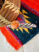 Load image into Gallery viewer, Navajo Twisted Sterling Silver &amp; Orange Spiny Cuff Bracelet