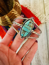 Load image into Gallery viewer, Navajo Turquoise &amp; Sterling Silver Inlay Cuff Bracelet