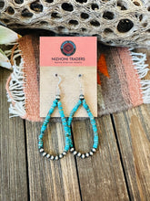 Load image into Gallery viewer, Navajo Turquoise &amp; Sterling Silver Pearl Beaded Dangle Earrings