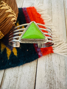 Navajo Gaspeite & Sterling Silver Cuff Bracelet