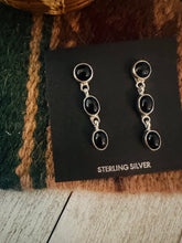 Load image into Gallery viewer, Navajo Onyx &amp; Sterling Silver Dangle Earrings