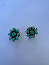 Load image into Gallery viewer, *AUTHENTIC* Handmade Flower Sterling Silver &amp; Turquoise Post Earrings Signed Nizhoni (Copy)