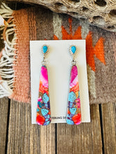 Load image into Gallery viewer, Navajo Sterling Silver, Pink Dream Mojave &amp; Turquoise Dangle Earrings