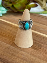 Load image into Gallery viewer, Beautiful Handmade Turquoise And Sterling Silver Adjustable  Ring