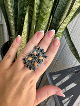 Load image into Gallery viewer, Beautiful Handmade Onyx, Spice And Sterling Silver Adjustable Cluster Ring Style 7