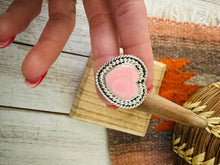 Load image into Gallery viewer, Navajo Sterling Silver &amp; Queen Pink Conch Shell Adjustable Heart Ring