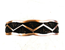 Load image into Gallery viewer, Navajo Hand Stamped Copper Cuff Bracelet Signed