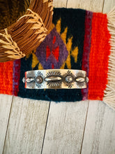 Load image into Gallery viewer, Navajo Hand Stamped Sterling Silver Cuff Bracelet By Elvira Bill