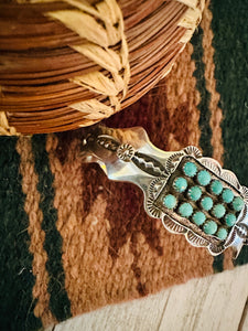 Navajo Turquoise & Sterling Silver Cluster Cuff Bracelet