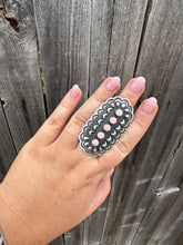Load image into Gallery viewer, Navajo Sterling and Queen Pink Conch Shell Adjustable Ring Signed L Tahe