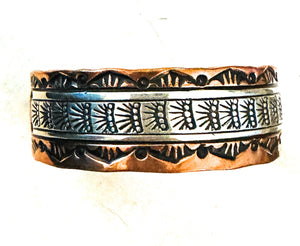 Navajo Copper and Sterling Silver Cuff Bracelet Signed