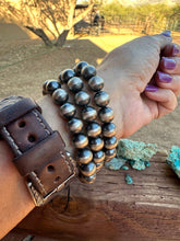 Load image into Gallery viewer, *AUTHENTIC* Navajo Sterling Silver 10mm Beaded Elastic Bracelet (Copy)