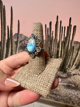 Load image into Gallery viewer, Beautiful Handmade Golden Hills Turquoise And Sterling Silver Adjustable Single Stone Ring