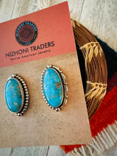 Load image into Gallery viewer, Navajo Kingman Turquoise &amp; Sterling Silver Post Earrings Signed