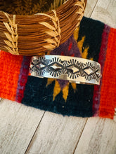 Load image into Gallery viewer, Navajo Hand Stamped Sterling Silver Cuff Bracelet By Elvira Bill