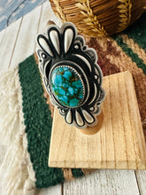 Load image into Gallery viewer, Navajo Turquoise &amp; Sterling Silver Adjustable Concho Ring by Leander Tahe