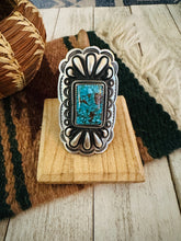 Load image into Gallery viewer, Navajo Turquoise &amp; Sterling Silver Adjustable Concho Ring by Leander Tahe