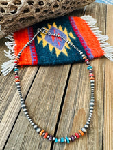 Load image into Gallery viewer, Navajo Multi Stone &amp; Sterling Silver Pearl Beaded 18” Necklace