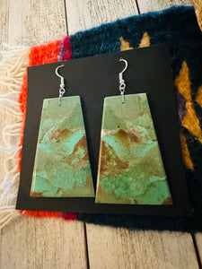 Navajo Sterling Silver & Turquoise Jumbo Slab Dangle Earrings