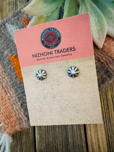 Navajo Sterling Silver Concho Stud Earrings