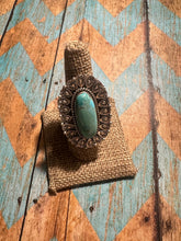 Load image into Gallery viewer, THE POP Handmade Turquoise And Sterling Silver Adjustable Single Stone Statement Ring