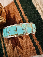 Load image into Gallery viewer, Navajo Number 8 Turquoise &amp; Sterling Silver Inlay Cuff Bracelet