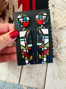 Santo Domingo Multi Stone Inlay Dangle Earrings