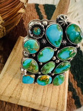 Load image into Gallery viewer, Navajo Sonoran Mountain Turquoise &amp; Sterling Silver Adjustable Cluster Ring