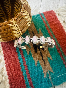 Navajo Queen Pink Conch Shell & Sterling Silver Cuff Bracelet