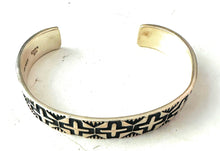 Load image into Gallery viewer, *AUTHENTIC* Navajo Hand Stamped Sterling Silver Cross Cuff Bracelet By Elvira Bill (Copy)