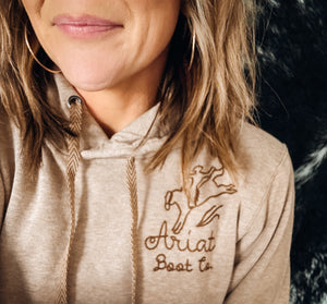 ARIAT Bronco Stitch Hoodie (Dark Oatmeal Heather)