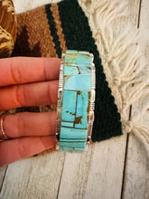 Load image into Gallery viewer, Navajo Number 8 Turquoise &amp; Sterling Silver Inlay Cuff Bracelet