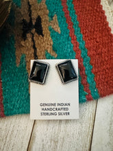 Load image into Gallery viewer, *Authentic* Navajo Onyx &amp; Sterling Silver Post Earrings
