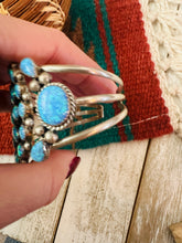 Load image into Gallery viewer, Navajo Blue Opal &amp; Sterling Silver Cluster Bracelet Cuff