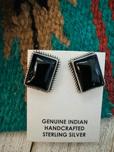 Load image into Gallery viewer, *Authentic* Navajo Onyx &amp; Sterling Silver Post Earrings