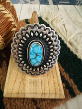 Load image into Gallery viewer, Navajo Turquoise &amp; Sterling Silver Adjustable Concho Ring by Leander Tahe