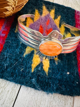 Load image into Gallery viewer, Navajo Orange Spiny &amp; Sterling Silver Thunderbird Cuff Bracelet