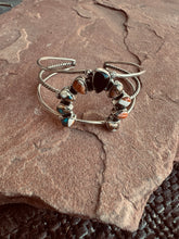 Load image into Gallery viewer, Handmade Sterling Silver, Onyx &amp; Spice Cuff Bracelet Signed Nizhoni