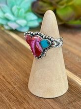 Load image into Gallery viewer, Beautiful Handmade Pink Dream Mojave And Sterling Silver Adjustable  Cow Head Ring