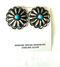 Load image into Gallery viewer, *AUTHENTIC* Navajo Sterling Silver &amp; Turquoise Concho Stud Earrings