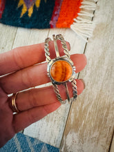 Load image into Gallery viewer, Navajo Sterling Silver &amp; Orange Spiny Oyster Cuff Bracelet