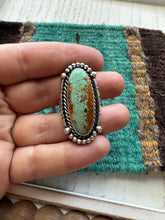 Load image into Gallery viewer, Gorgeous Navajo Sterling Silver &amp; Turquoise Adjustable Ring Signed LK