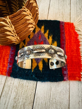 Load image into Gallery viewer, Navajo Hand Stamped Sterling Silver Cuff Bracelet By Elvira Bill