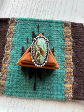 Load image into Gallery viewer, Gorgeous Navajo Sterling Silver &amp; Turquoise Adjustable Ring Signed LK