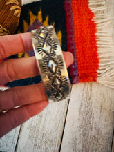 Load image into Gallery viewer, Navajo Hand Stamped Sterling Silver Cuff Bracelet By Elvira Bill