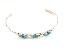 Load image into Gallery viewer, Zuni Sterling Silver &amp; Blue Opal Heart Baby Cuff Bracelet