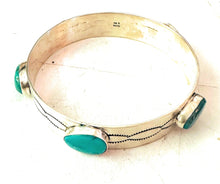 Load image into Gallery viewer, Navajo Turquoise &amp; Sterling Silver Bangle Bracelet