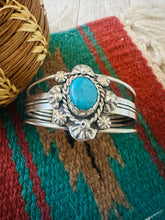 Load image into Gallery viewer, Navajo Sterling Silver &amp; Kingman Turquoise Cuff Bracelet