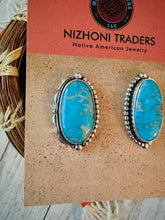 Load image into Gallery viewer, Navajo Kingman Turquoise &amp; Sterling Silver Post Earrings Signed